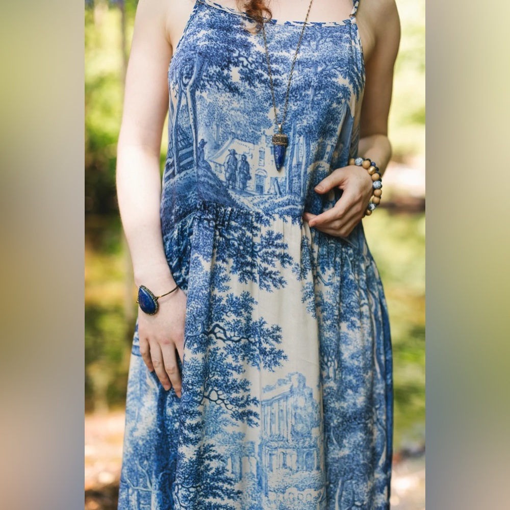 ⭐️Market of Stars⭐️ Let the Light In Vintage Artwork Boho Adjustable Strap Dress - Picture 9 of 16